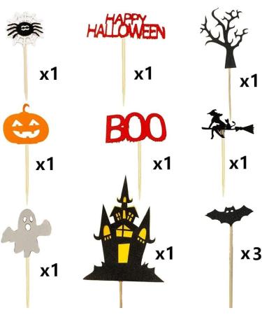 Halloween Cake Topper Set - Haunted House, Ghost, Pumpkin Cupcake Decorations for Wizard, Ghost, Spider Party - Buy Online on GoSupps.com