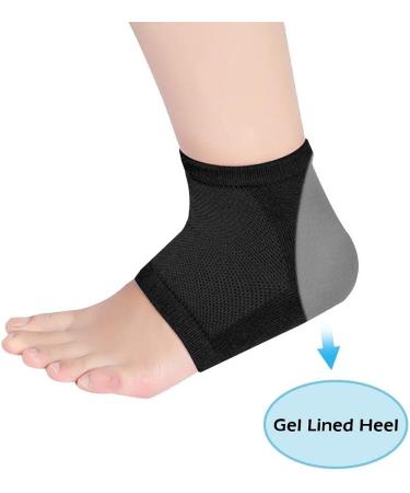 Foot Care Heel Cushion - Gel Protection Socks for Heel Spur & Plantar Fasciitis | Heel Gel Pillows for Men & Women (Black) - Buy Online on GoSupps.com