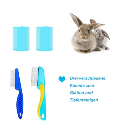 Rabbits Care Brushes Kit - Small Pet Hair Brushes & Nail Clippers for Rabbits Cats & Puppies - Blue Massage Brush Set - Buy Online on GoSupps.com