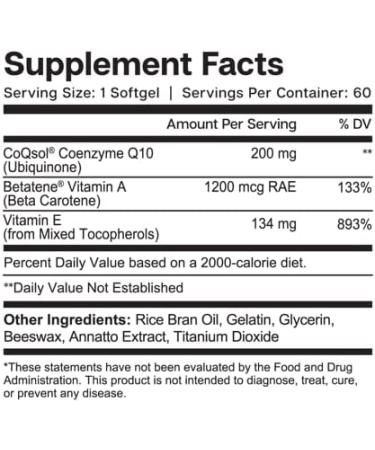 CoQ10 Heart Brain & Vascular Support | 200mg Patented Formula - Essential Elements | High Absorption - 60 Softgels - Buy Online on GoSupps.com