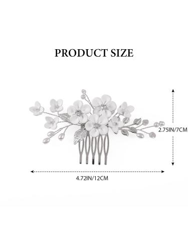 Latious Silver Flower Bridal Hair Comb | Pearl Hair Clip for Wedding Bride - Floral Hair Piece Accessory for Women & Girls - Buy Online on GoSupps.com
