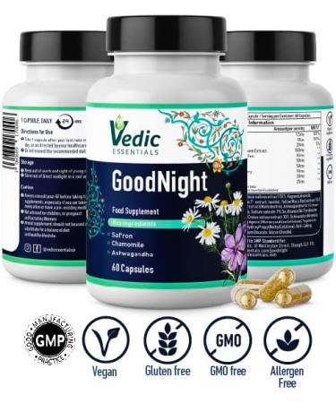 Saffron Chamomile Ashwagandha Melatonin Alternative Natural Sleep Aid - Vegan Halal Gluten-Free | 60 Nights - Buy Online on GoSupps.com