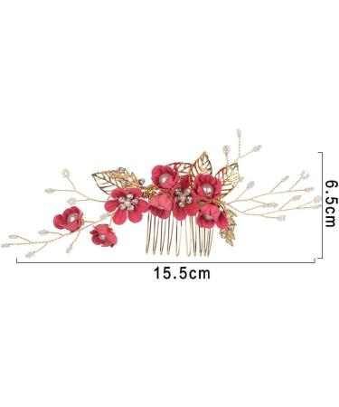 Bridal Hair Comb Simulated Pearls Hair Pins Comb Rhinestone Crystal Hair Clips Flower Leaves Wedding Hair Accessories Headpiece(Blue) - Buy Online on GoSupps.com