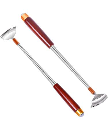 Premium Stainless Steel Back Scratchers - 2 Pack with Wooden Handle | Adjustable to 51cm | Perfect for Men & Women - Buy Online on GoSupps.com