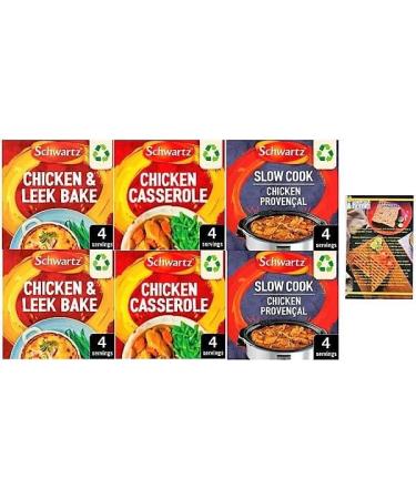 Schwartz Packet Mixes Chicken & Leek Bake (x2) Chicken Casserole (x2) and Chicken Provencal (x2). Also includes 14 Day Healthy Eating Challenge - Buy Online on GoSupps.com