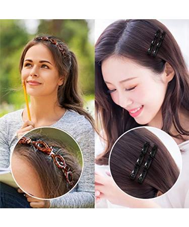 SHUNMEIL 6PCS Double Bangs Hairstyle Hairpin Set - Woven Large Hair Accessories - Headband Hair Bands in Black, Brown, and Pink - Buy Online on GoSupps.com
