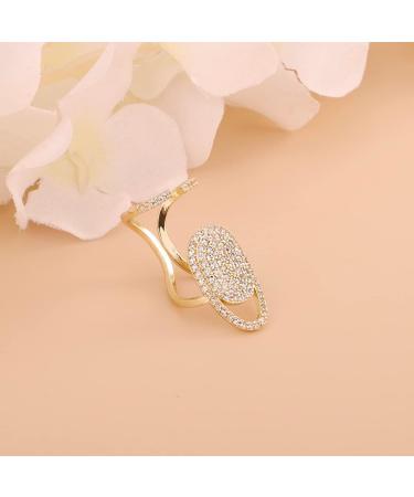 Rumtock Crystal Beads Gold Protective Ring - Boho Nail Cap Jewelry for Women/Girls - Buy Online on GoSupps.com
