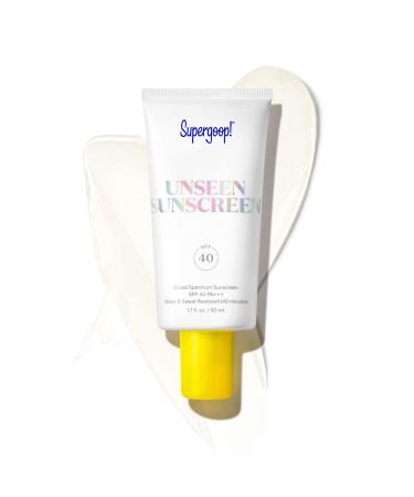 Supergoop! Unseen Sunscreen, 1.7 oz - SPF 40 PA+++ Reef-Friendly, Broad Spectrum Face Sunscreen & Makeup Primer - Weightless, Invisible, Oil Free & Scent Free - Beard Friendly - For All Skin Types 1.7 Fl Oz (Pack of 1)
