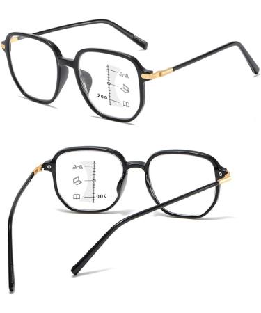 Fashion Multifocus Large Square Frame Reading Glasses Blue Light Blocking Readers Anti Glare Glasses for Unisex(Couleur:Gold Grandeur:2.5x) - Buy Online on GoSupps.com