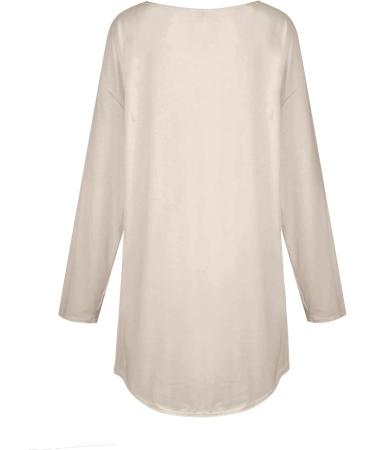 Odjoy Women s Casual Fan Sweater - Elegant Long Sleeve Blouse Round Collar Tunic Top in Beige | Plus Size XXL - Buy Online on GoSupps.com