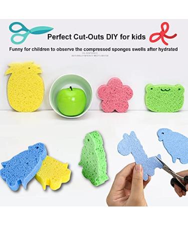 12-Count Non-Scratch Compressed Cellulose Kitchen Sponges - Natural Dish Sponge with Funny Cut-Outs for Kids - Multicolor - Buy Online on GoSupps.com