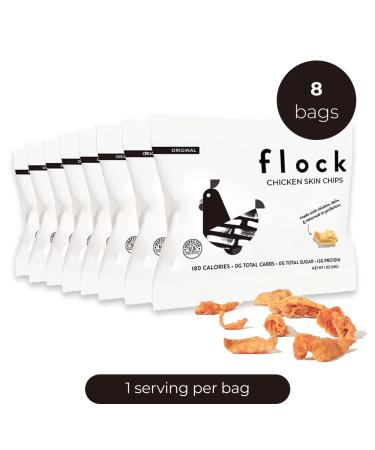 Flock Keto Chicken Skin Chips | Original Flavor | Low Carb High Protein Snack | 1oz 8-Pack - Buy Online on GoSupps.com