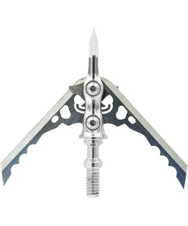Rage Hypodermic Crossbow NC 2-Blade Hunting Arrow Broadhead (3 Pack) Exclusive Hybrid Tip, Machined Stainless Steel Ferrule, No Collar Blade Lock. 100 Grain