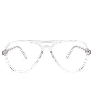 Zeelool Readers TR90 Aviator Reading Glasses with Standard Anti-Reflective Coating for Women Men Erwin ZOT02084-01 Crystal 1.25 x