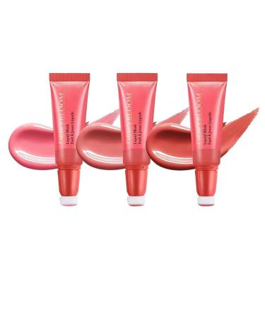 3 Colors Liquid Blush Makeup Wand Cream Liquid Blush For Cheeks Tint Long Lasting Natural Glow Dewy Finish Weightless Blendable Liquid Blush Stick With Soft Cushion Applicator.(1-2-3) 3 Colors 1-2-3