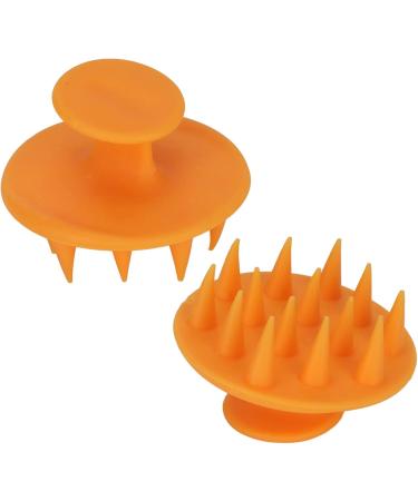 Gientan 2-Piece Silicone Head Massager & Scrubber - Dandruff Removal Shampoo Brush for Hair Growth (Wet & Dry) - Unisex Orange - Buy Online on GoSupps.com