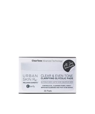 Urban Skin Rx Clear & Even Tone Glycolic Pads - Exfoliating Formula with Salicylic Acid for Blemish-Free, Balanced Skin | 30 Count - Buy Online on GoSupps.com