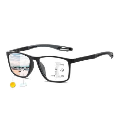 Photochromic Reading Glasses for Men Women Multifocal Blue Light Blocking Readers Anti Glare Computer Glasses(Couleur:Noir Grandeur:2.0x)