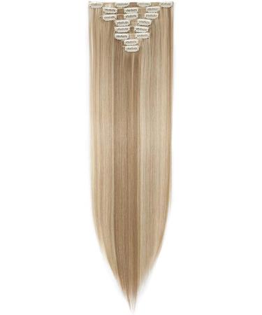 26 Long Straight Ombre Colorful Synthetic Clip in Hair Extensions - Sandy Blonde/Bleach Blonde - 8Pcs 18Clips - 26 Inch - Buy Online on GoSupps.com