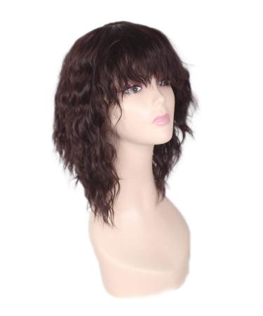 Ansenesna Brown Curly Wig with Bangs for Women - Medium Length Curly Hair Wig for International Shipping - Buy Online on GoSupps.com