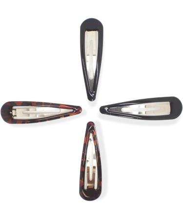 Topkids Accessories 4pc 7cm / 2.75" Large Hair Snap Clips Big Snap Clips Women Girls Kids Sectioning Slide Grip Fringe Styling Fine Hair Thick Hair Bendies Sleepies Epoxy (Black Tort Brown) 2x Black + 2x Tort Brown - Buy Online on GoSupps.com