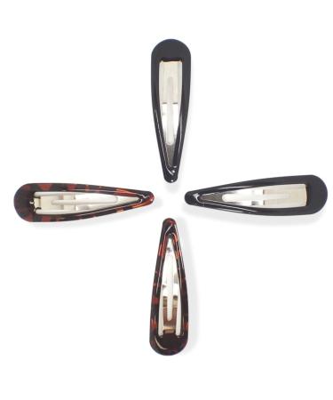 Topkids Accessories 4pc 7cm / 2.75" Large Hair Snap Clips Big Snap Clips Women Girls Kids Sectioning Slide Grip Fringe Styling Fine Hair Thick Hair Bendies Sleepies Epoxy (Black Tort Brown) 2x Black + 2x Tort Brown