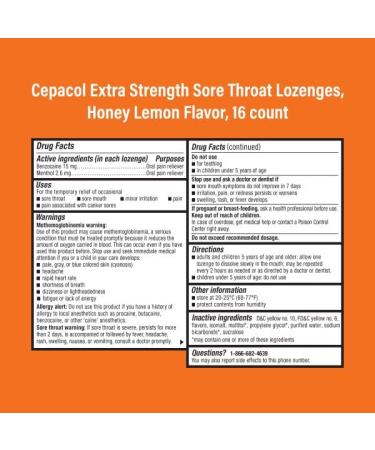 Cepacol Maximum Strength Throat Drop Lozenges Honey Lemon 16 Count (Pack of 24) - Buy Online on GoSupps.com