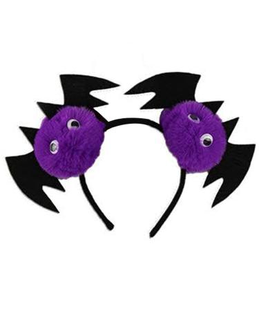 SPTON Halloween Headband Pom Pom Hair Wear Costume Hats Women Headband Creepy Hair Clip Girls Head Boppers Ghost Hair Hoop Halloween Party Headwear Hair Accessories Purple