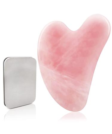 Pink Gua Sha Stone Massage Tool Natural Stone Heart Shape Rose Quartz Scraping Beauty 1