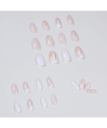 SINLOV Christmas Snowflake Fake Nails Long Sequin French Square False Nails Glossy Press on Nails Ballerina Acrylic Full Cover Fake Nail for Women and Girls - Buy Online on GoSupps.com