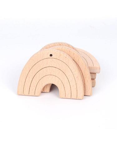 Colcolo 10x Natural Beech Wooden Baby Teething Toys - Rainbow Shape Chew Toys for Toddlers | Safe & Eco-Friendly - Buy Online on GoSupps.com