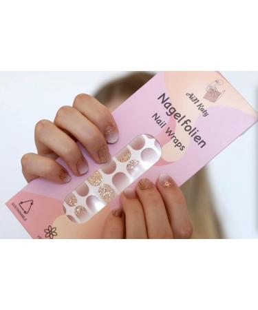 Buy Ain Katy Nagel Gold Glitter Luxury Nail Wraps - 40 Ultra-Thin Self-Adhesive French Nail Foils for Stunning Designs | International Shipping - Buy Online on GoSupps.com