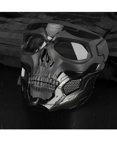 Skull Horror Helmet Mask - Airsoft Mask,Full Face Masks Skull Skeleton with Goggles Impact Resistant - Army Fans Supplies Tactical Mask for Halloween Paintball Game Movie Props Part Black Black
