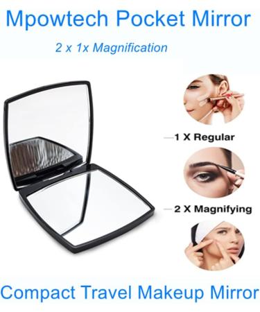 Mpowtech Folding Magnifying Square Compact Mirror - 2x Magnification, Perfect for Travel and Purses - Buy Online on GoSupps.com
