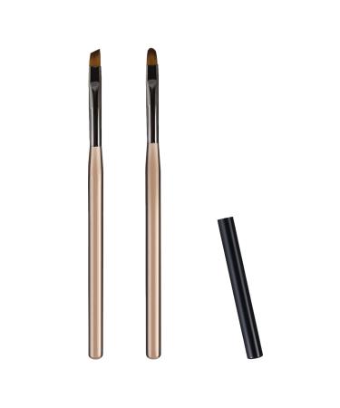 2pcs Nail Clean Up Brushes  Painting Brushes for Nails with Round & Angled Head Pen Painting Tools Nail Remover Brushes for Art Design & Polish Mistake Cleaning (Tea Brown) - Buy Online on GoSupps.com