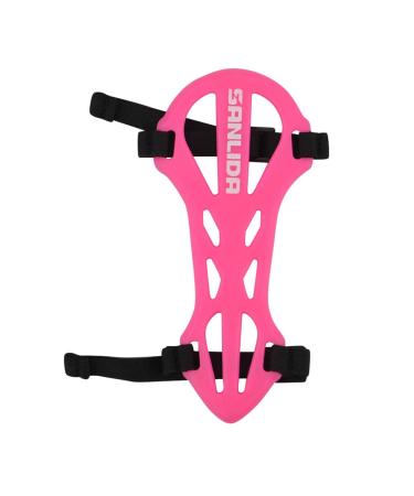 ZSHJGJR Archery Arm Guard Youth 2-Strap Arm Protector Rubber Children Arm Guard Forearm Safe Protective Gears for Shooting Hunting Practice Pink