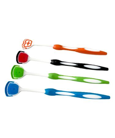 Tmianya 4 pieces of tongue cleaner brush tongue scraper light for adults and children for oral care for at home and when traveling 123tgdzx (white one size)