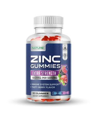 Built by Nature Zinc Gummies - High Potency Zinc Citrate Supplement for Immune Support - 60 Gummies