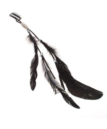 RONRONS 6 Pack Handmade Boho Hippie Hair Extensions with Feather Clip Comb - DIY Accessories for Women in Brown, Black, and Khaki - Buy Online on GoSupps.com