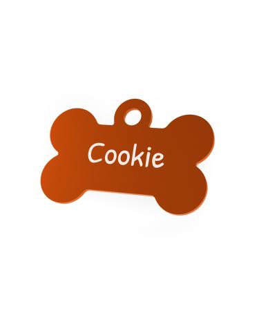 ENGRAVO Dog Tag Bone in Orange with Custom Engraving and 2 Key Rings Small 32mm Orange