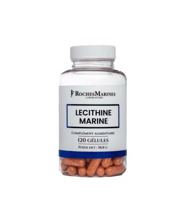 Roches Marines - Food Supplement Marine Lecithin - Memory and Concentration - Omega 3 in Phospholipid Form - 120 Capsules - Developed in France
