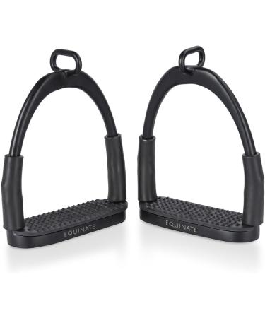 Equinate Safety Bars Manchester 10cm Black Matt - Anti-Slip Rubber Tread - Stirrup for Adults & Children - 2 Pieces for Ankle Relief - Buy Online on GoSupps.com