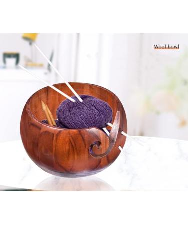 Wooden Yarn Bowl for Knitting and Crocheting - Yarn Storage Organizer with Holes - Mother's Gift Idea - 5.9 x 3.1 Inch - Buy Online on GoSupps.com
