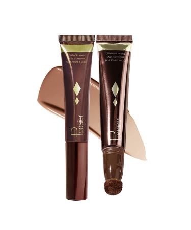 Marine Forest Contour Beauty Wand 13 Colors Silky Cream Contour Stick with Cushion Applicator Face Highlighter Bronzer and Blush Makeup Long Lasting Lightweight and Blendable 0.7 Fl Oz (01)