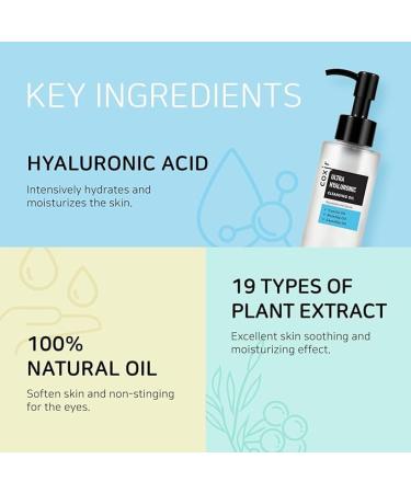 Ultra Hyaluronic Cleansing Oil - Korean Facial Cleanser for Blackhead Removal | 5.07 Fl. oz | Hydrating & Cruelty Free - Buy Online on GoSupps.com