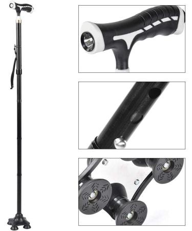 Walking Stick for Elderly Lightweight Aluminum Alloy Foldable Teles Non-Slip Crutches for Elderly Four Legs Walking Stick Handle for Quick Disassembly Easy to Use Journey - Buy Online on GoSupps.com