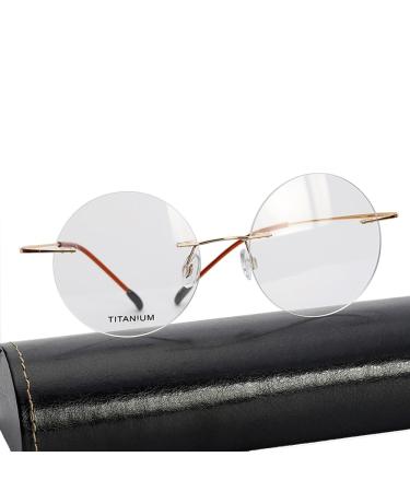Rimless Reading Glasses Retro Round Readers Men Women Oversized Presbyopic Glasses Progressive Multifocal Reader +2.0 Gold