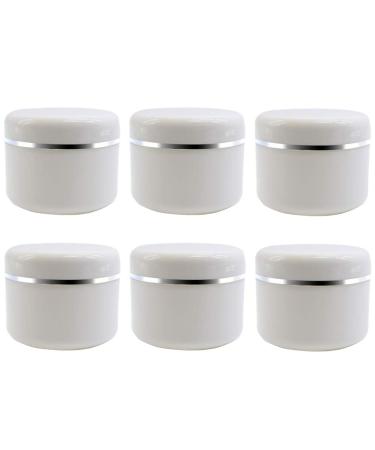 6 x empty white plastic container for make-up cosmetic bottles with screw cap and PP-liner travel packaging Storage container for eyeshadow Creme lotion lip balm (100 g/3.4 oz) 100g/3.4oz