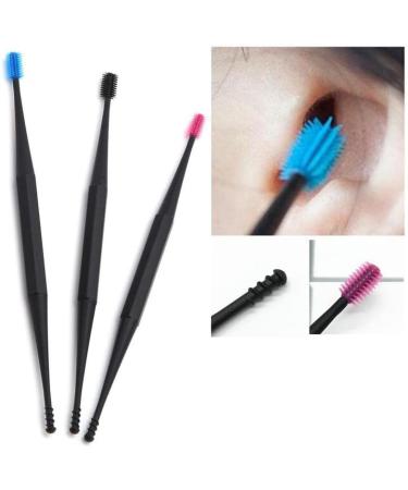 Soft Silicone Double Head Micro-bristle Ear Cleaner - Reusable Double Rotating Ear Pick for Ear Wax Removal - 360 Degree Rotation - Black - Buy Online on GoSupps.com