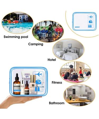 Portable Waterproof Clear Travel Toiletry Bags with Zippers - Set of 4 Navy Blue Quart Size Makeup Bags for Men and Women - Buy Online on GoSupps.com